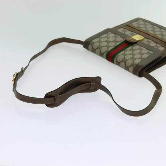 GUCCI GG Supreme Web Sherry Line Shoulder Bag PVC Beige Red Green - Picture 6 of 7